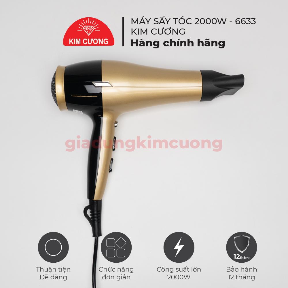 Máy Sấy Tóc Nóng Lạnh Công Suất Lớn 2000 W - Máy Sấy Tóc 2 Chiều Kim Cương 6633