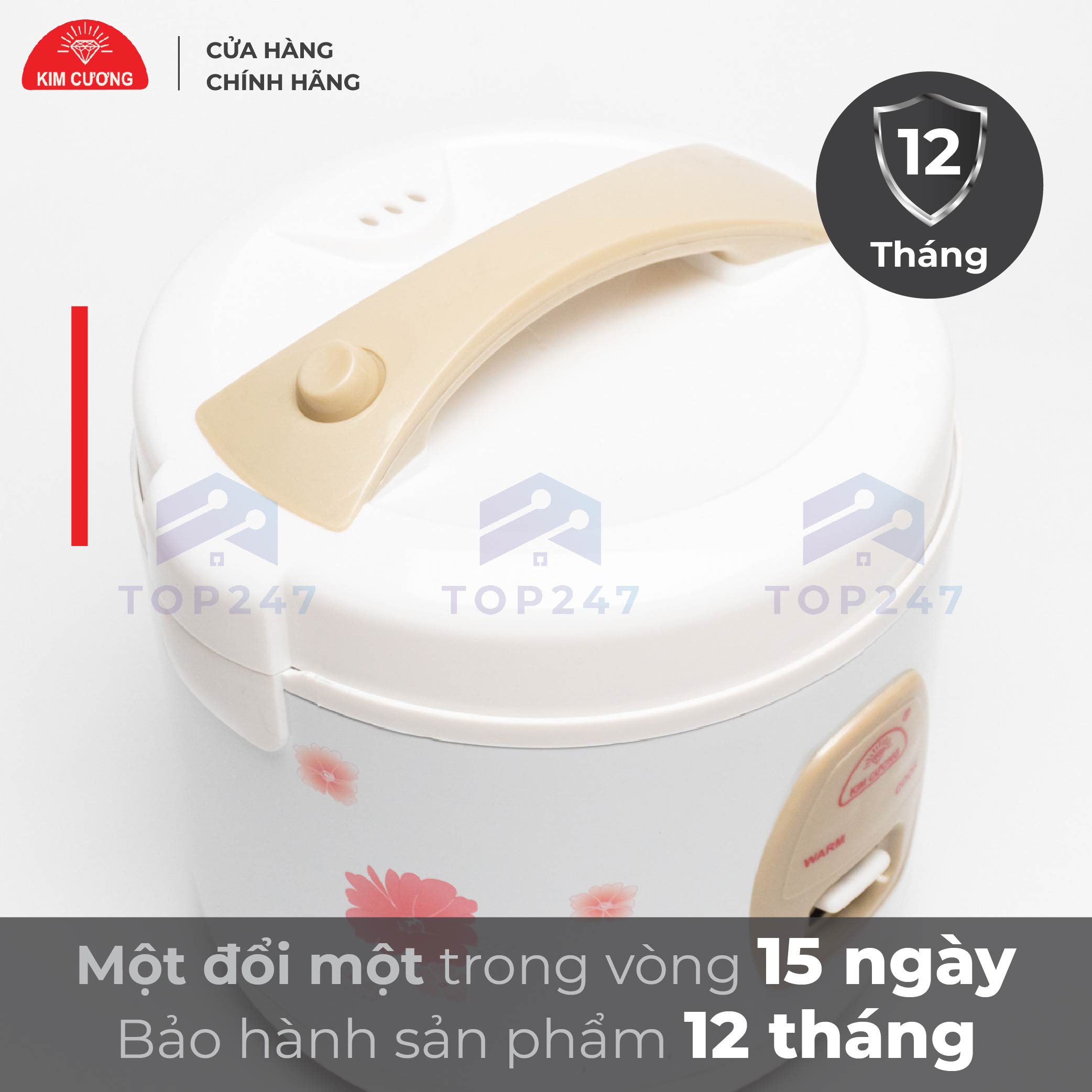 Nồi Cơm Điện Kim Cương - Nắp Gài Chống Dính 1.0 Lít [Chính Hãng]