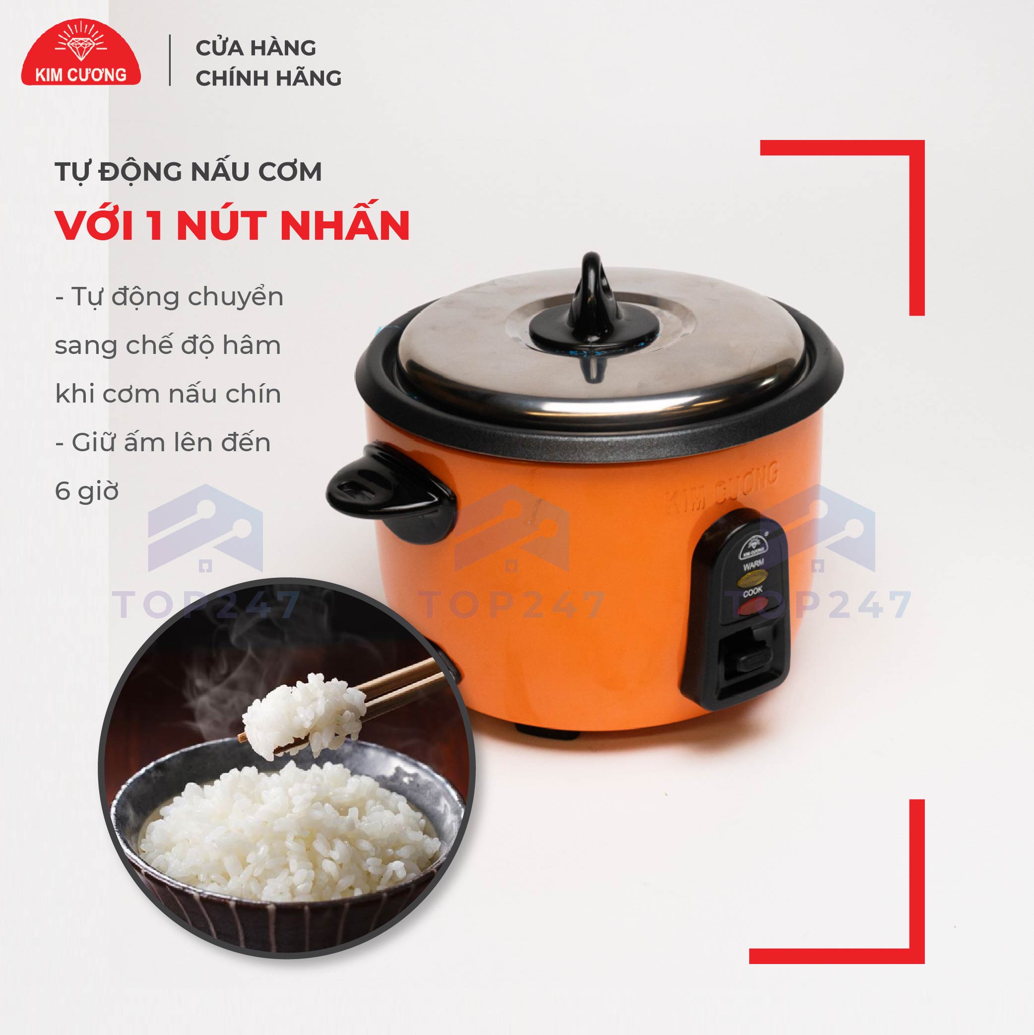 Nồi Cơm Điện Kim Cương - Nắp Rời Chống Dính 0.8 Lít [Chính Hãng]