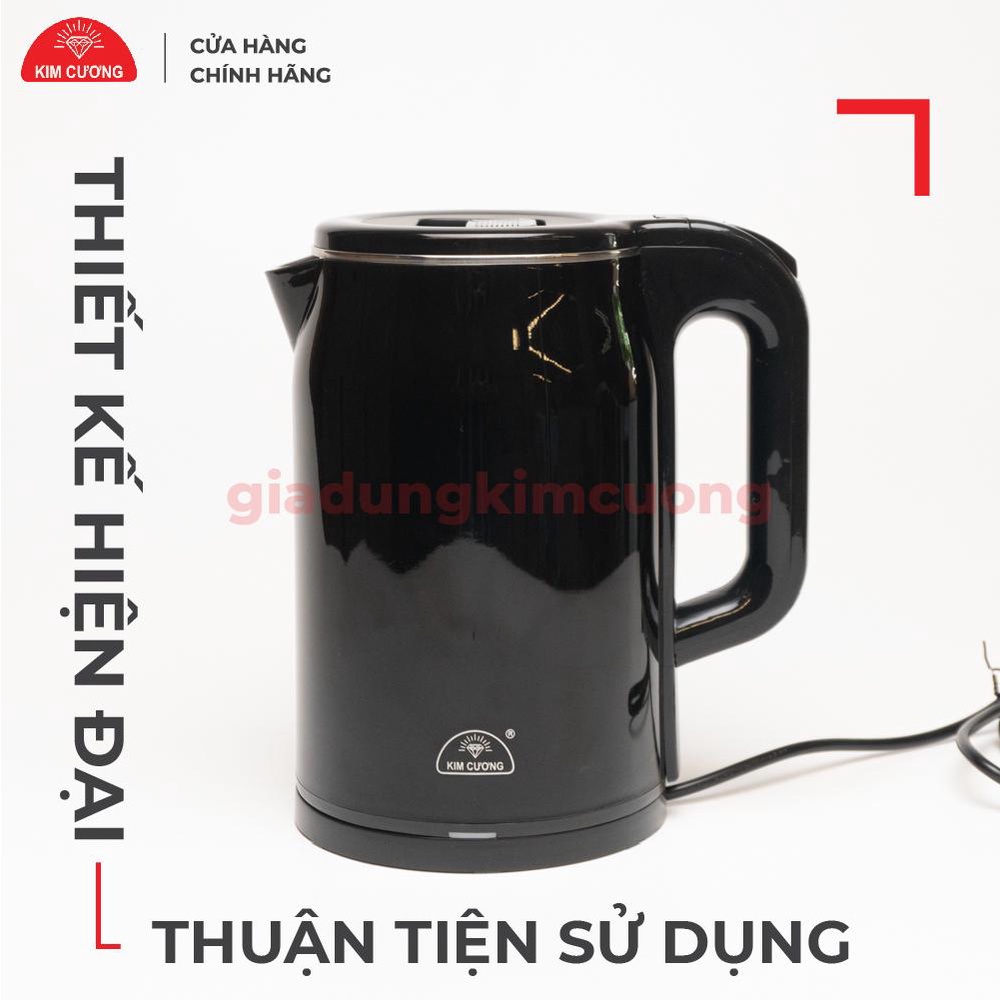 Ấm Đun Siêu Tốc 2 Lớp 1.8 Lít Kim Cương [Bảo Hành Chính Hãng 12 Tháng]