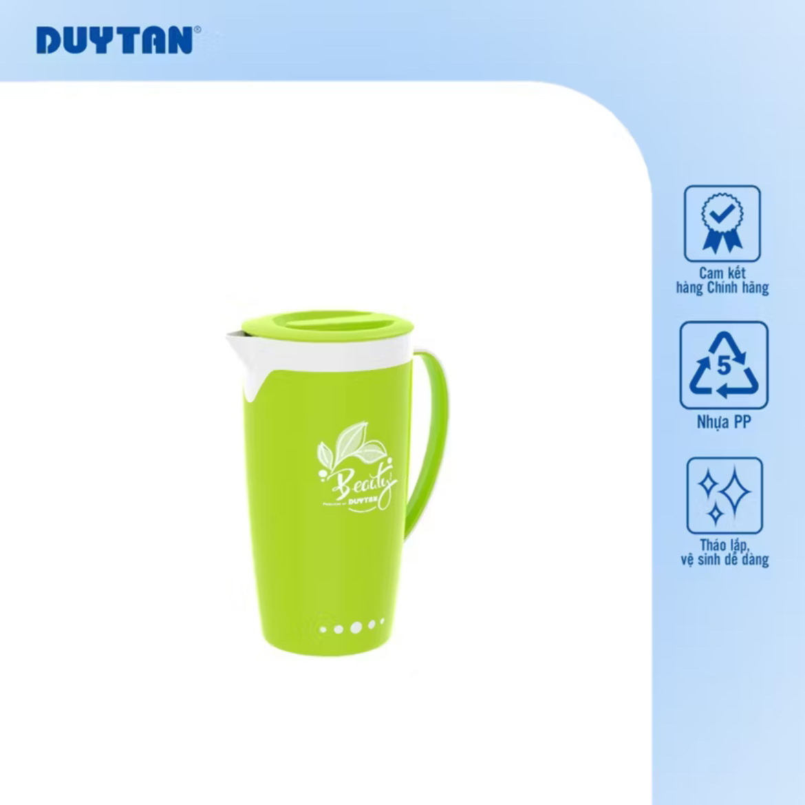 Ca Nhựa Duy Tân 2 Màu Dung Tích 2.0L Có Nắp Đậy An Toàn Tiện Dụng Chất Liệu Nhựa PP Không Chứa BPA Nhiều Màu Sắc Tươi Sáng