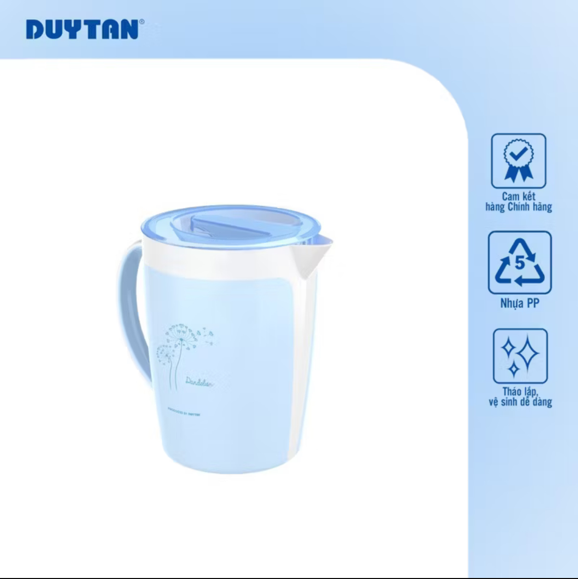 Ca Nhựa Duy Tân 2 Màu Dung Tích 1.5L Có Nắp Đậy An Toàn Tiện Dụng Chất Liệu Nhựa PP Không Chứa BPA Nhiều Màu Sắc Tươi Sáng
