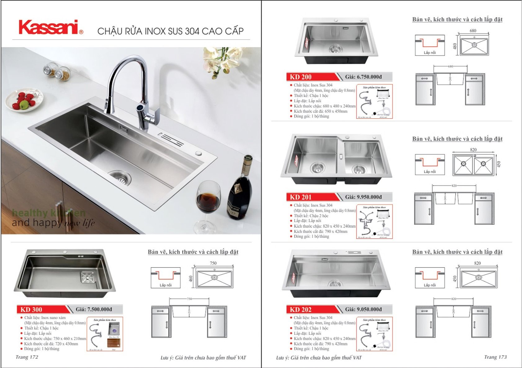 Bảng Giá Chậu Rửa Chén Inox 304 Cao Cấp Kassani Mới Nhất 2024