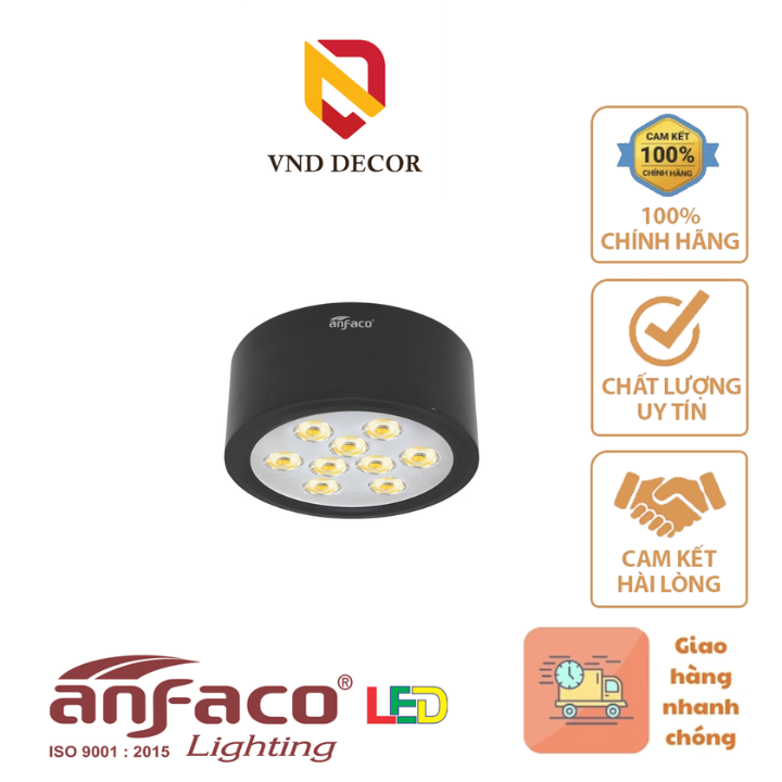 Đèn LED Gắn Nổi Mắt Ếch 3W-9W ANFACO AFC 643D-Vỏ Đen