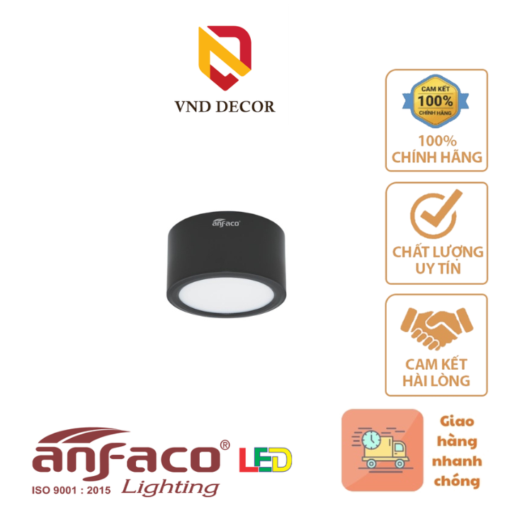 Đèn LED Gắn Nổi 3W-12W ANFACO AFC 644D-Vỏ Đen