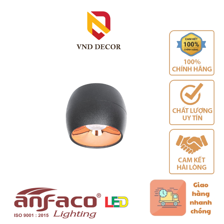 Đèn Led Trụ Gắn Nổi 7W ANFACO AFC 653D LED 7W Vỏ Đen