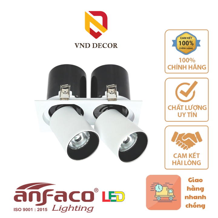 Đèn LED Spotlight Âm Trần Đôi Chỉnh Góc 12W/15W*2 Anfaco AFC 788/2