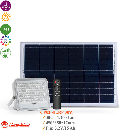 Đèn Led Pha Năng Lượng Mặt Trời Rạng Đông CP02.SL.RF 30W