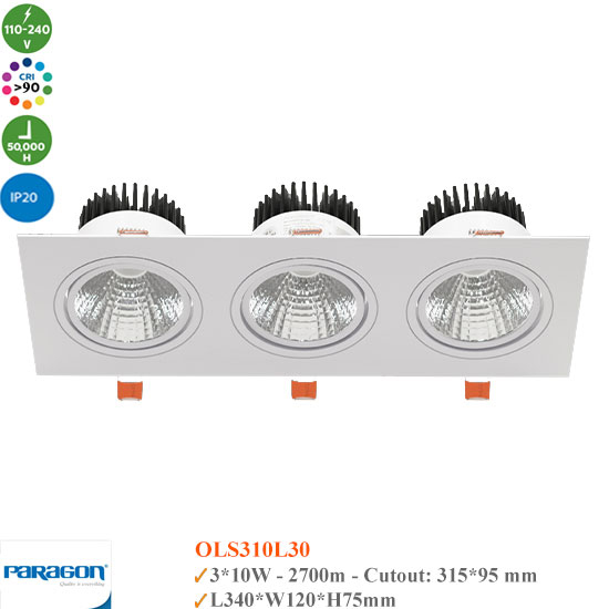Đèn Downlight Âm Trần 3x10W Paragon OLS310L30