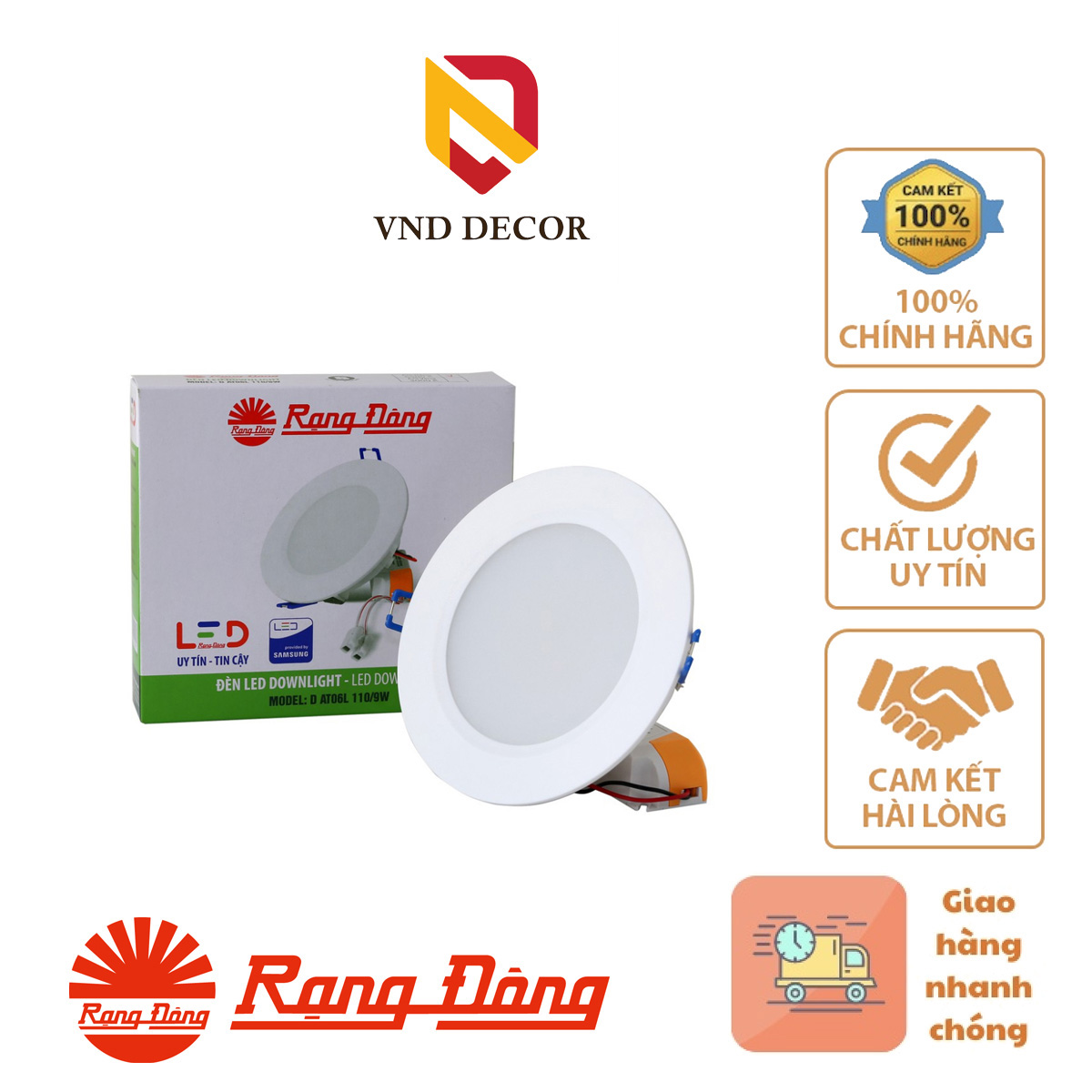 Đèn LED Downlight Âm Trần AT06 RẠNG ĐÔNG 3W - 9W