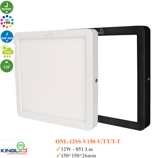 Đèn Ốp Trần Vuông Moonstone Kingled 12W ONL-12SS-V150
