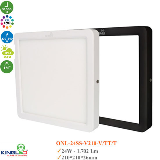 Đèn Ốp Trần Vuông Moonstone Kingled 24W ONL-24SS-V210