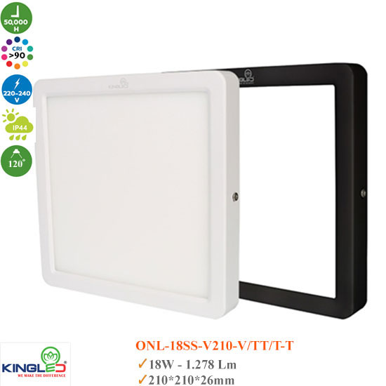 Đèn Ốp Trần Vuông Moonstone Kingled 18W ONL-18SS-V210