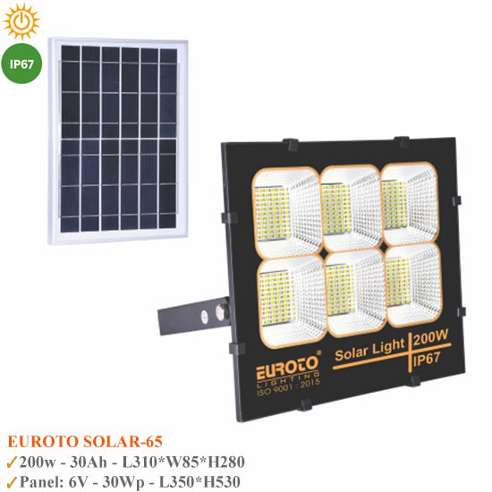 Đèn Pha Năng Lượng Mặt Trời Euroto Solar-65 200W