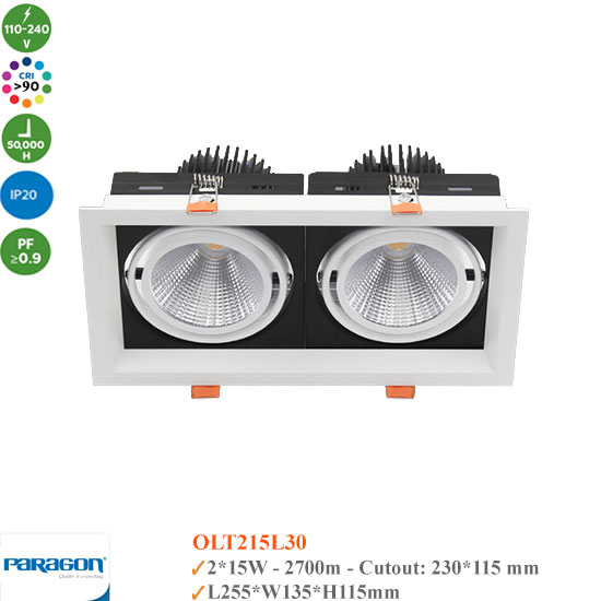 Đèn Downlight Âm Trần 2x15W Paragon OLT215L30