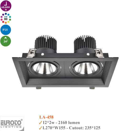 Đèn Spotlight Âm Trần Đôi 2*12W Euroto LA-458