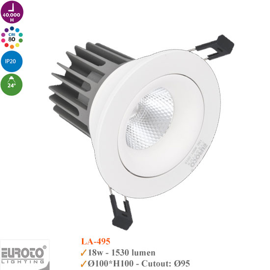 Đèn Spotlight Âm Trần Euroto 12W/18W/30W- LA494/LA495/LA496