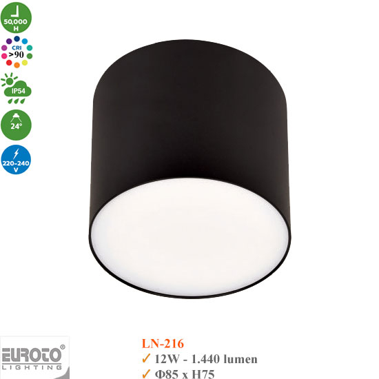 Đèn Lon Nổi Chống Chói Euroto 12W LN-211/LN216