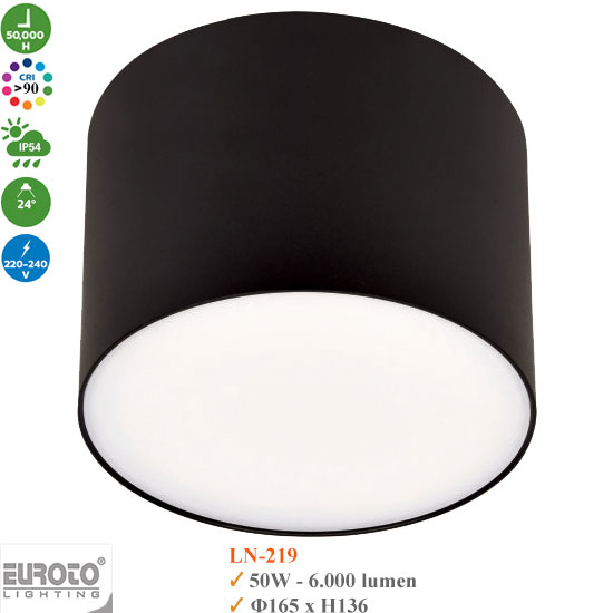 Đèn Lon Nổi Chống Chói Euroto 50W LN-214/LN-219