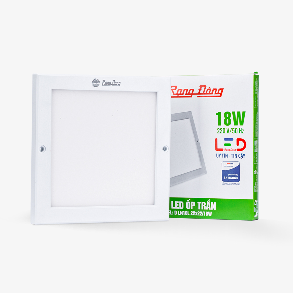 Đèn LED Ốp Trần Vuông LN10L RẠNG ĐÔNG 18W