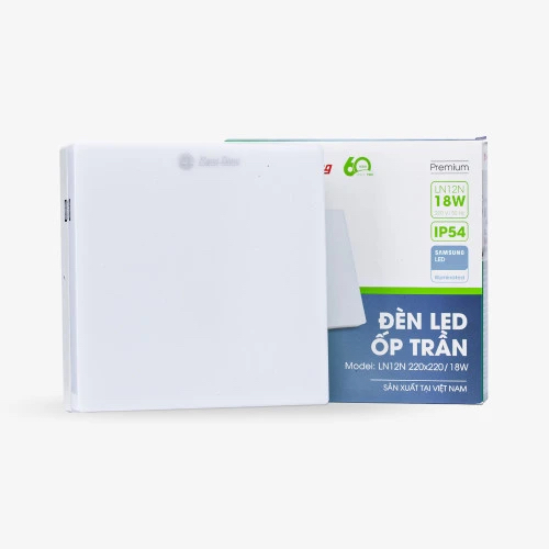 Đèn LED Ốp Trần Vuông LN12N Đế Nhựa RẠNG ĐÔNG