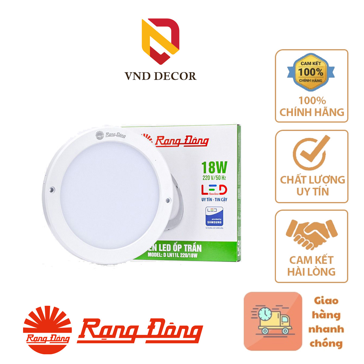 Đèn LED Ốp Trần Tròn LN11 RẠNG ĐÔNG 18W
