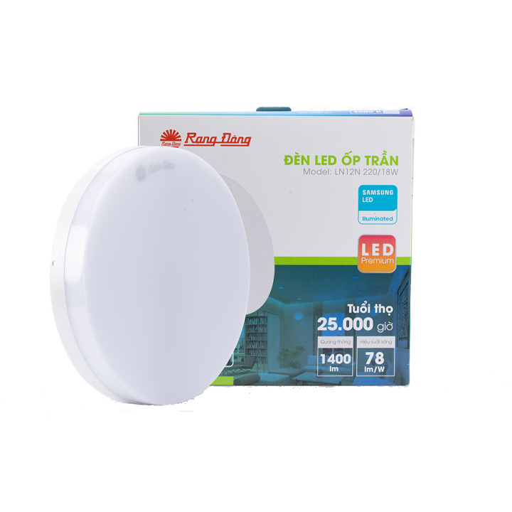Đèn LED Ốp Trần Tròn LN12N Đế Nhựa RẠNG ĐÔNG