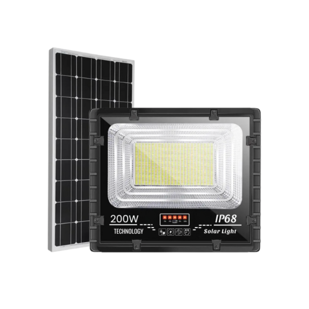 Đèn Pha Năng Lượng Mặt Trời 200W, Hitech Chip Led 5054-Ánh Sáng Trắng