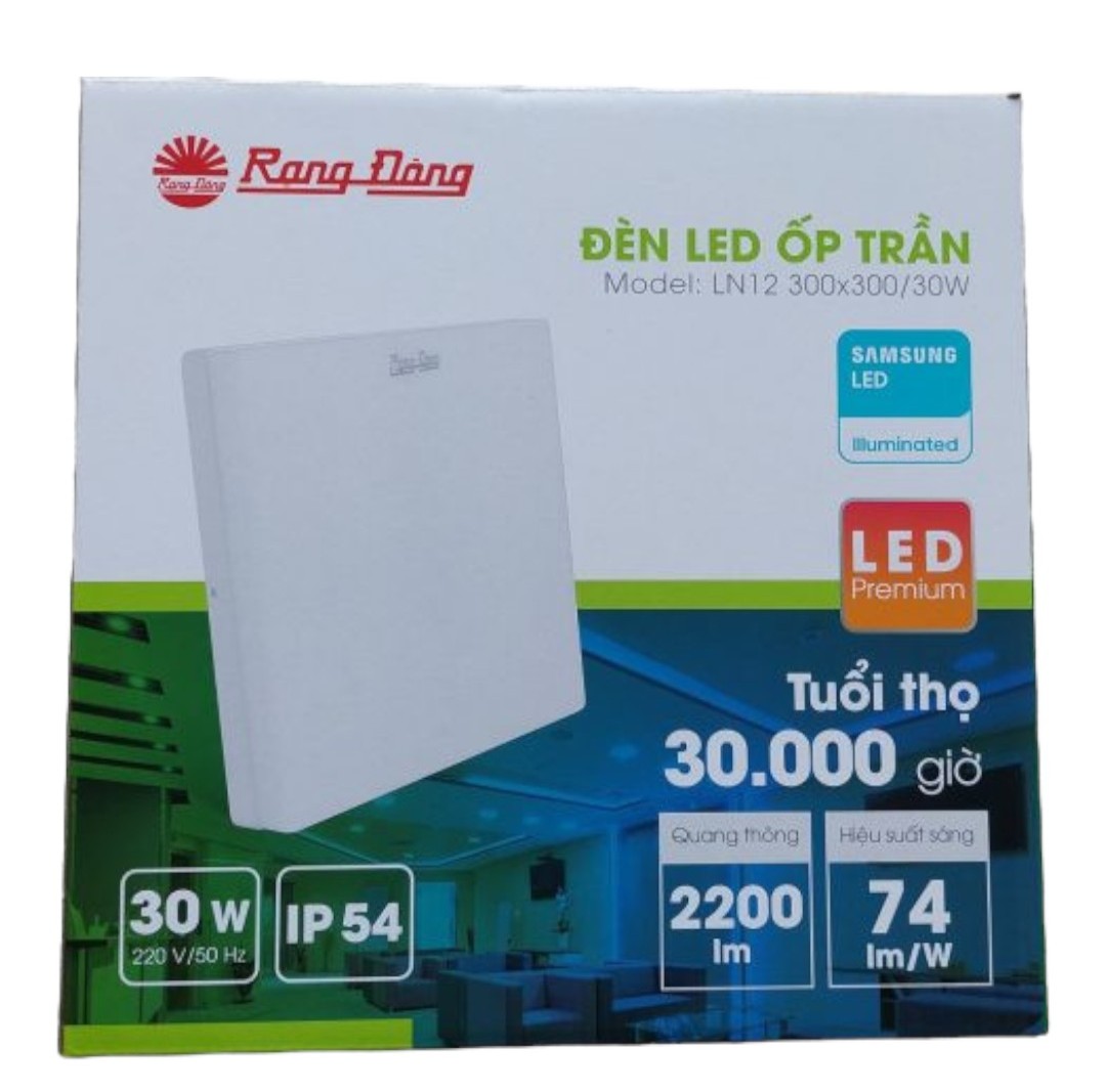 Đèn LED Ốp Trần Vuông LN12 Đế Nhôm RẠNG ĐÔNG