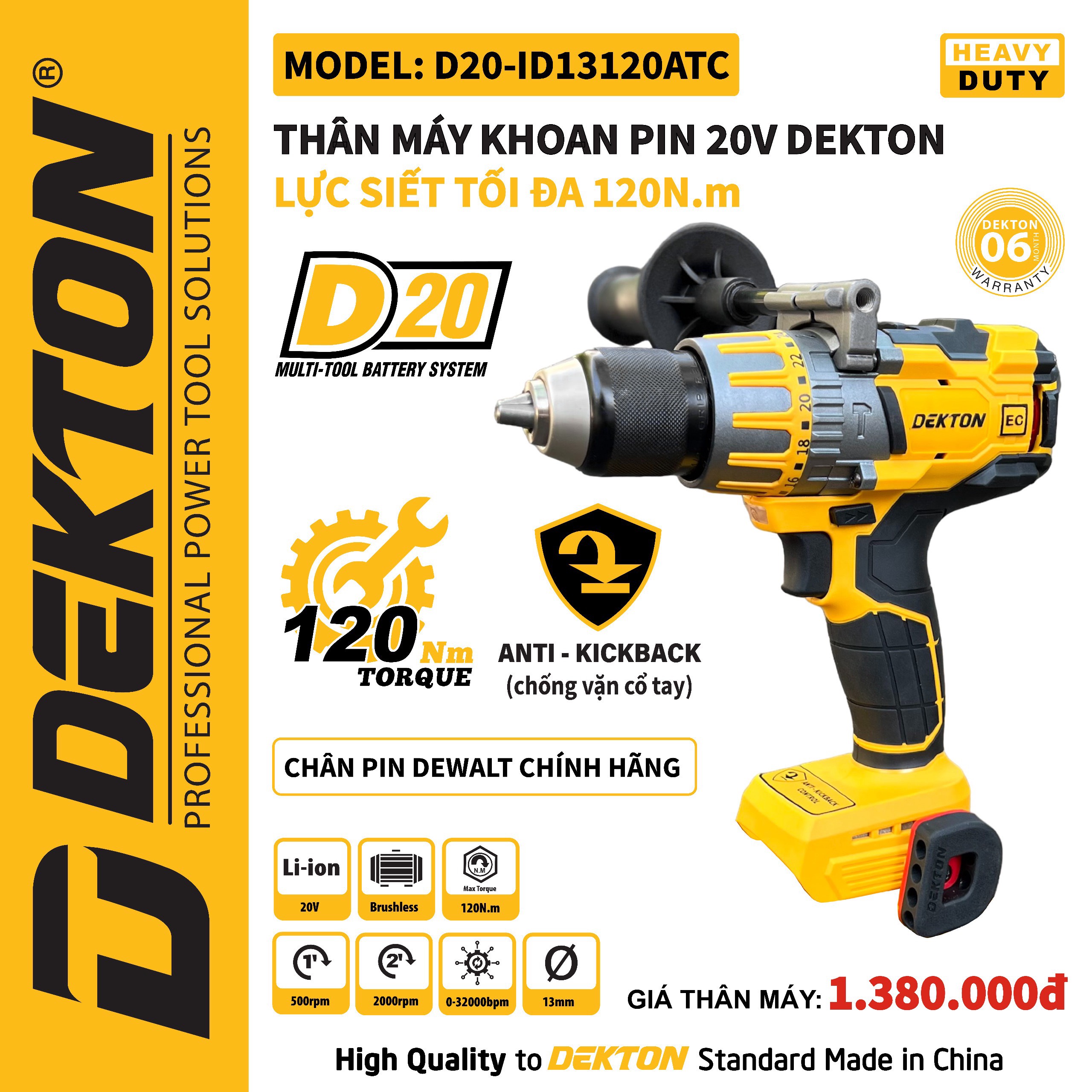 Chương trình Khuyến mãi Siêu ưu đãi cho các máy pin Dekton hệ D20 chân pin Dewalt - Cơ hội vàng để sở hữu dụng cụ chính hãng chất lượng cao với giá cực tốt!