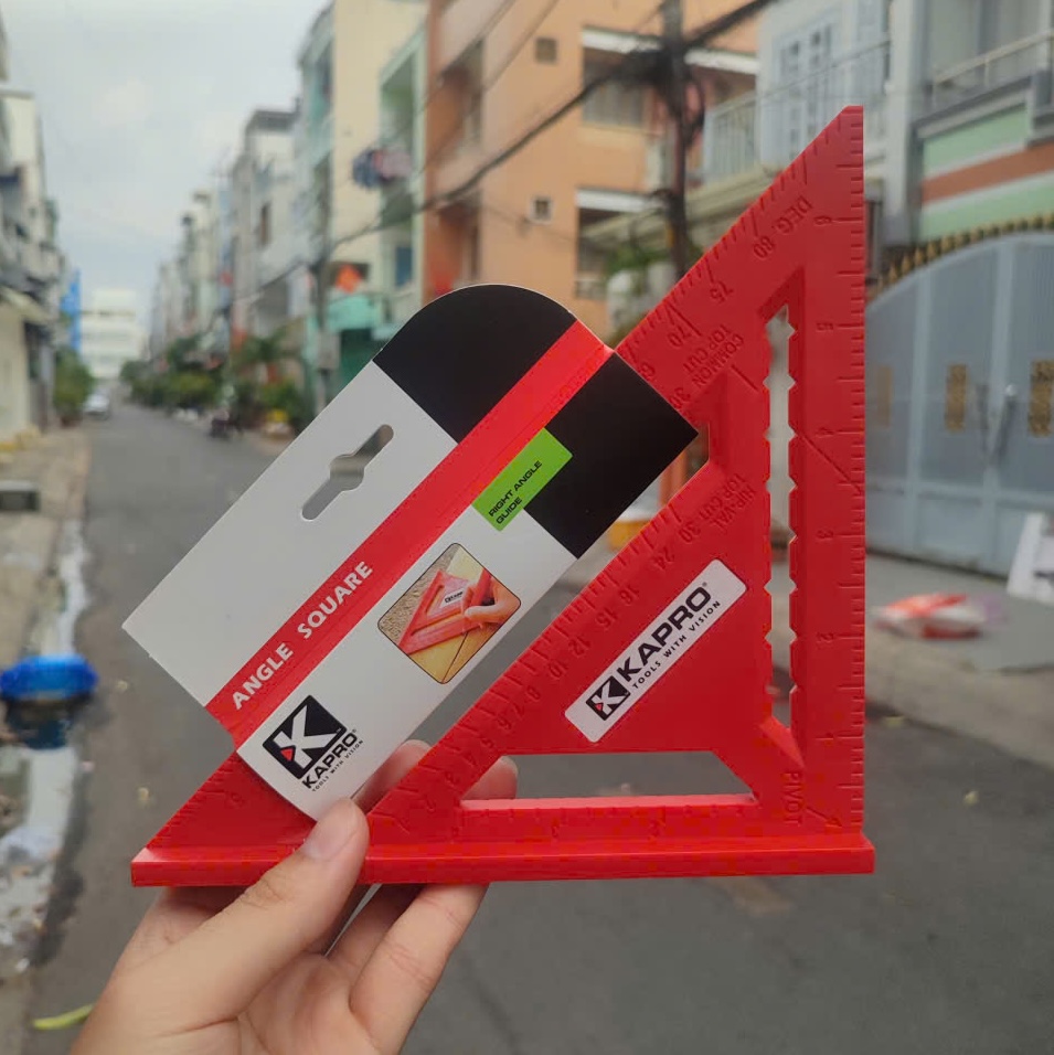 Thước Eke Vuông Đỏ Kapro 444 (7 Inch) – Nhựa Tổng Hợp Cao Cấp, Đo Góc & Vạch Dấu Chính Xác