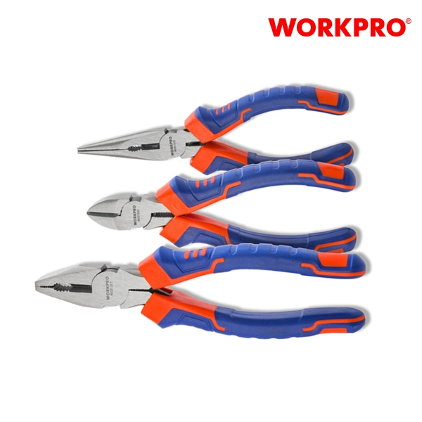 Bộ kìm cắt, kìm điện, kìm nhọn 6inch và 8 inch 3 chi tiết Workpro WP201007