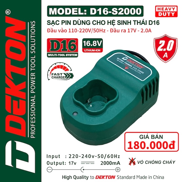 Pin và Sạc 16.8V Dùng Cho Hệ D16 Dekton
