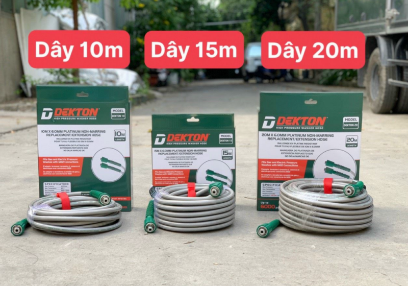 Dây Xịt Rửa Dùng Cho Máy Xịt Rửa Xe Dekton 5m - 10m - 15m - 50m các loại