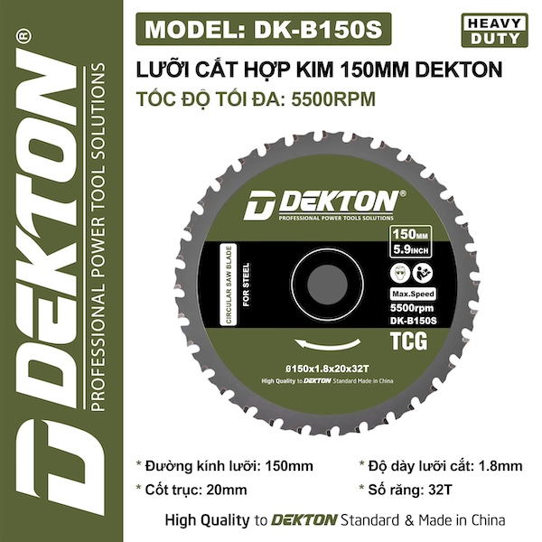 Lưỡi Cắt Dekton Cao Cấp - Cắt Nhôm, Gỗ, Sắt Hợp Kim (Nhiều Kích Thước 125mm - 355mm)