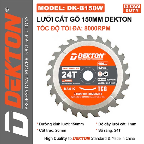 Lưỡi Cắt Dekton Cao Cấp - Cắt Nhôm, Gỗ, Sắt Hợp Kim (Nhiều Kích Thước 125mm - 355mm)