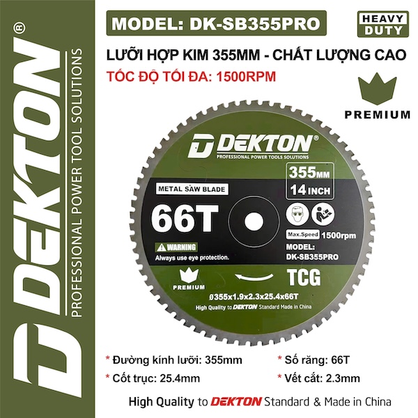 Lưỡi Cắt Dekton Cao Cấp - Cắt Nhôm, Gỗ, Sắt Hợp Kim (Nhiều Kích Thước 125mm - 355mm)