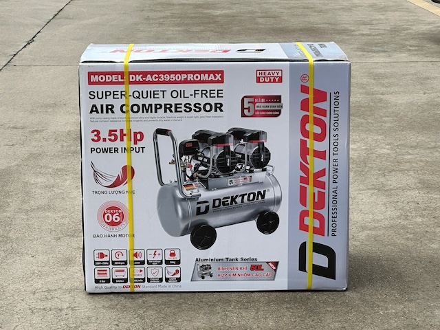 MÁY NÉN KHÍ KHÔNG DẦU 50L DEKTON DK-AC3950PROMAX - BÌNH HỢP KIM NHÔM CAO CẤP, BẢO HÀNH BÌNH NÉN 5 NĂM