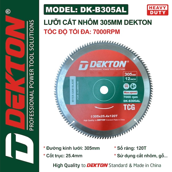 Lưỡi Cắt Nhôm DEKTON DK-B305AL (305mm x 120 Răng, Tốc độ 7000RPM)