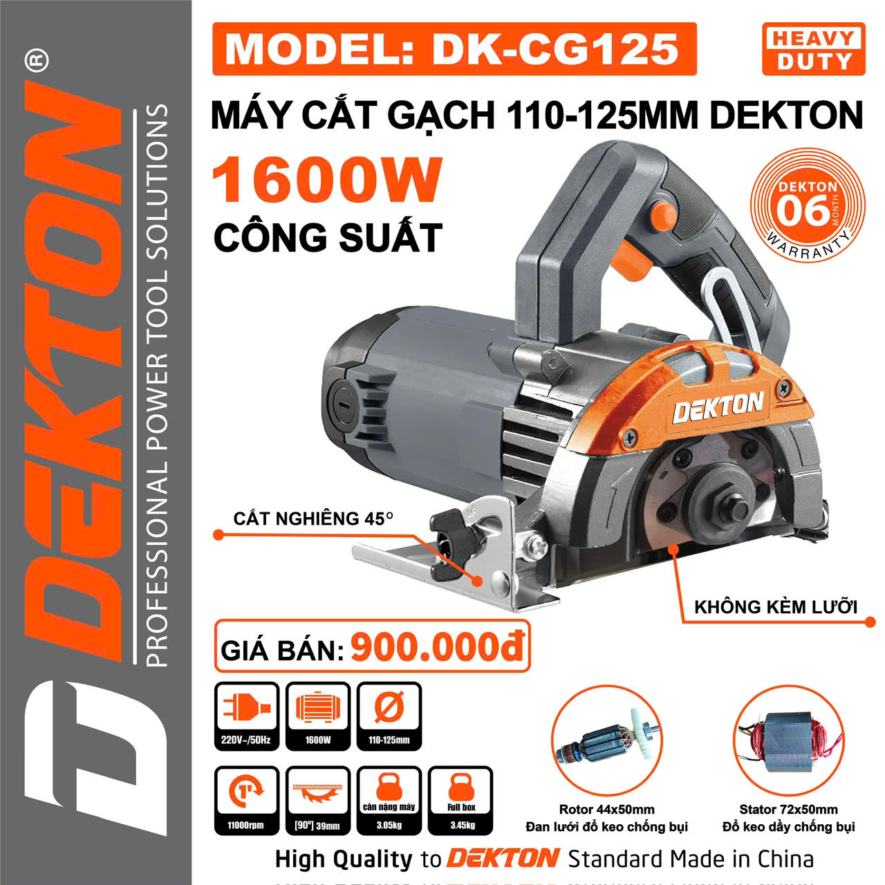 Máy Cắt Gạch Dekton DK-CG110A 1400W, Lưỡi 110mm | Chính Hãng, Bảo Hành 6 Tháng