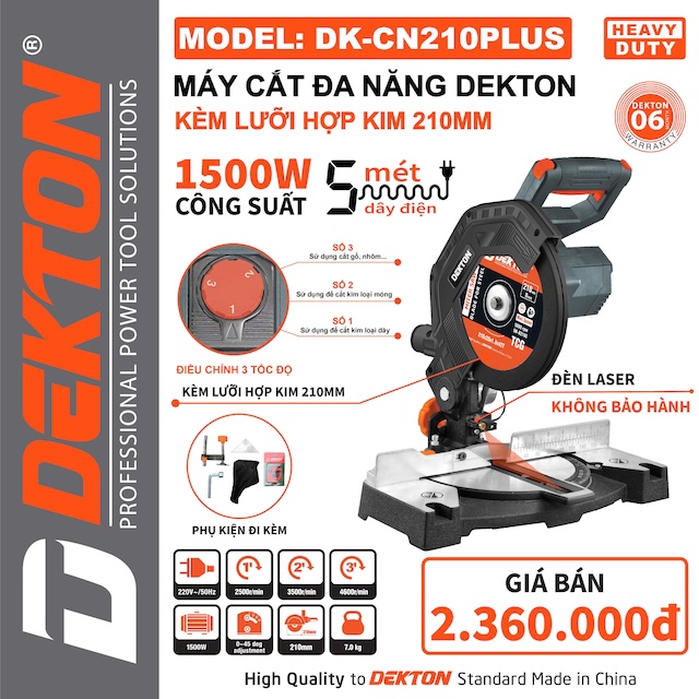 Máy cắt đa năng Dekton DK-CN210PLUS Nâng cấp khả năng điều chỉnh tốc độ cắt với ba mức khác nhau