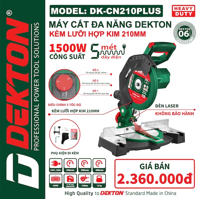 Máy cắt đa năng Dekton DK-CN210PLUS Nâng cấp khả năng điều chỉnh tốc độ cắt với ba mức khác nhau