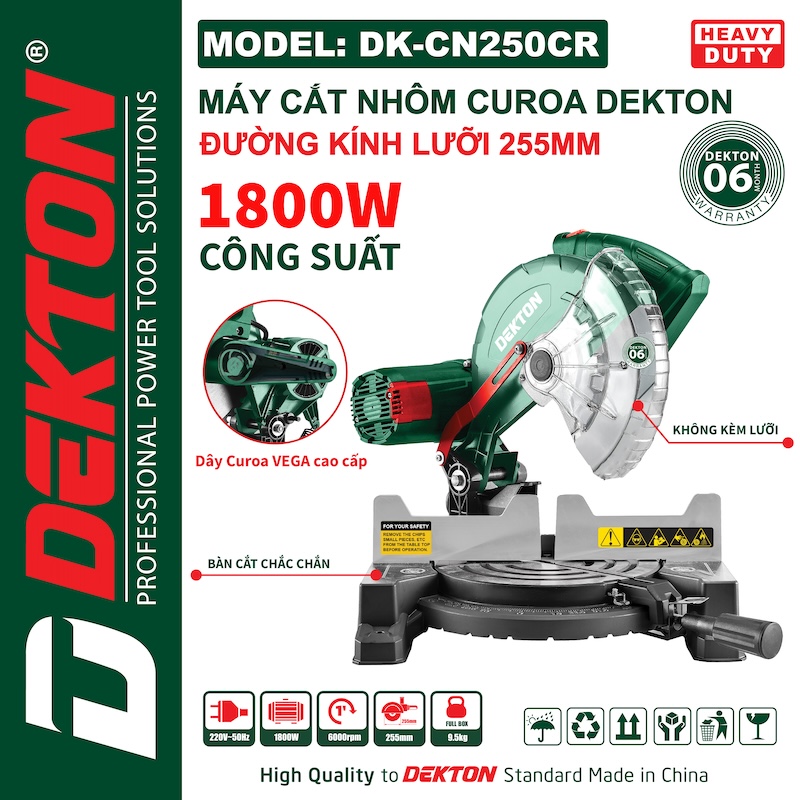 MÁY CẮT NHÔM DÂY CUROA 255MM – CÔNG SUẤT 1800W DEKTON DK-CN250CR (SẢN PHẨM MỚI)