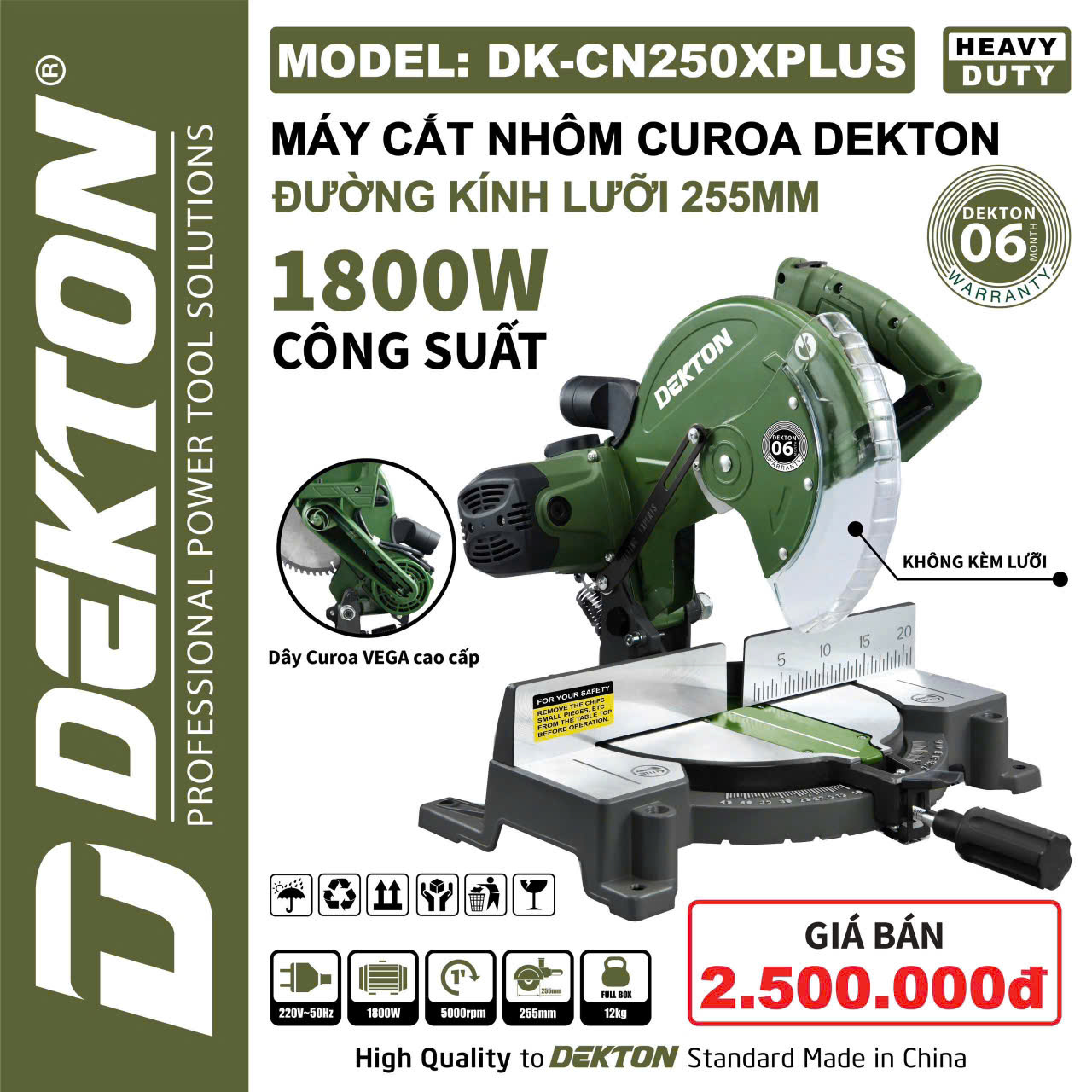 MÁY CẮT NHÔM DÂY CUROA 255MM – CẮT NHÔM CHÍNH XÁC CAO DEKTON DK-CN250XPLUS