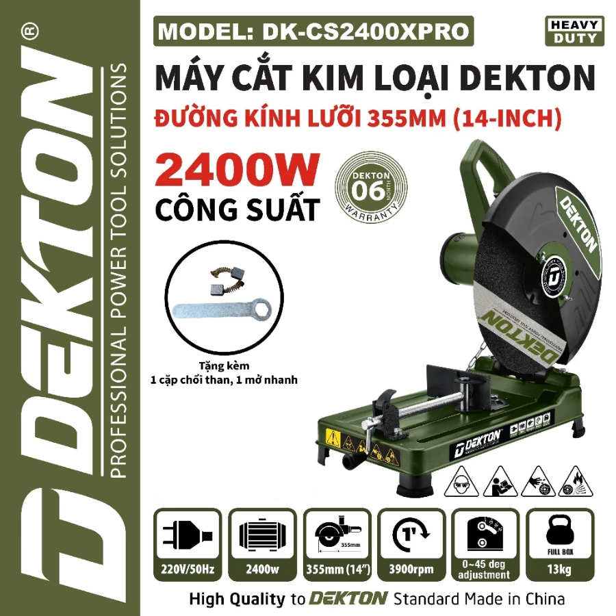 Máy Cắt Sắt Dekton DK-CS2400XPRO 2400W Lưỡi 355mm 14 Inch Cắt Kim Loại Công Suất Lớn Chính Hãng