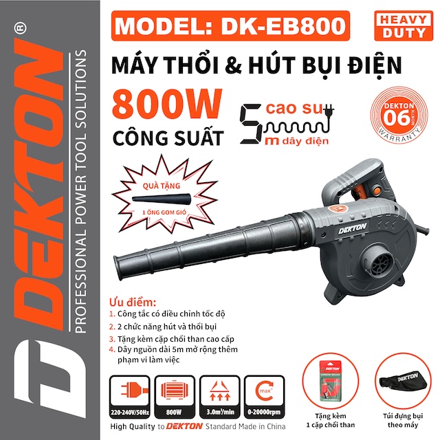 Máy thổi bụi (khí) hiệu DEKTON; Model: DK-EB800