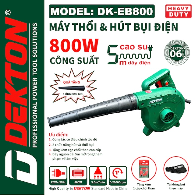 Máy thổi bụi (khí) hiệu DEKTON; Model: DK-EB800