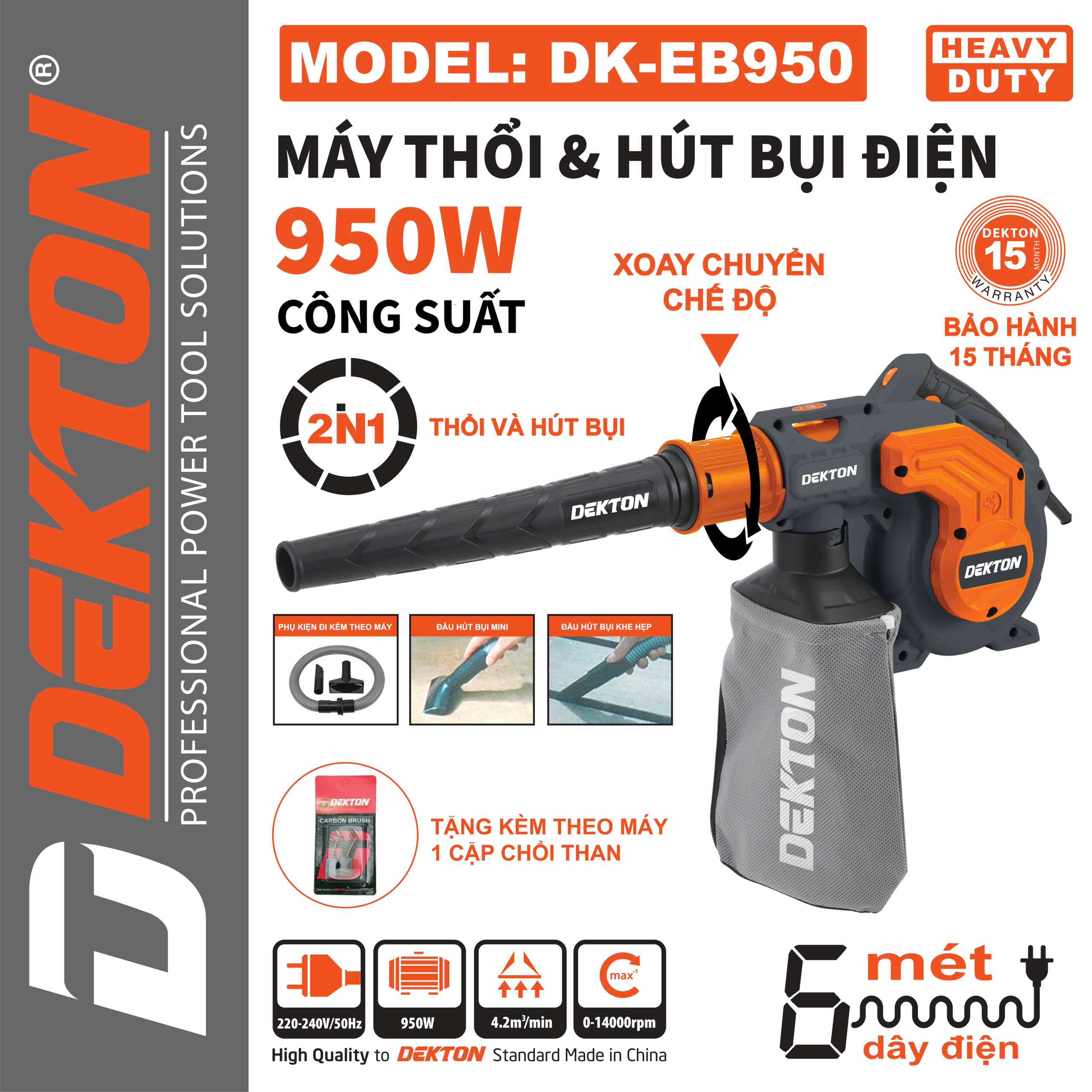 Máy Thổi Bụi 950W Dùng Điện Dekton DK-EB950