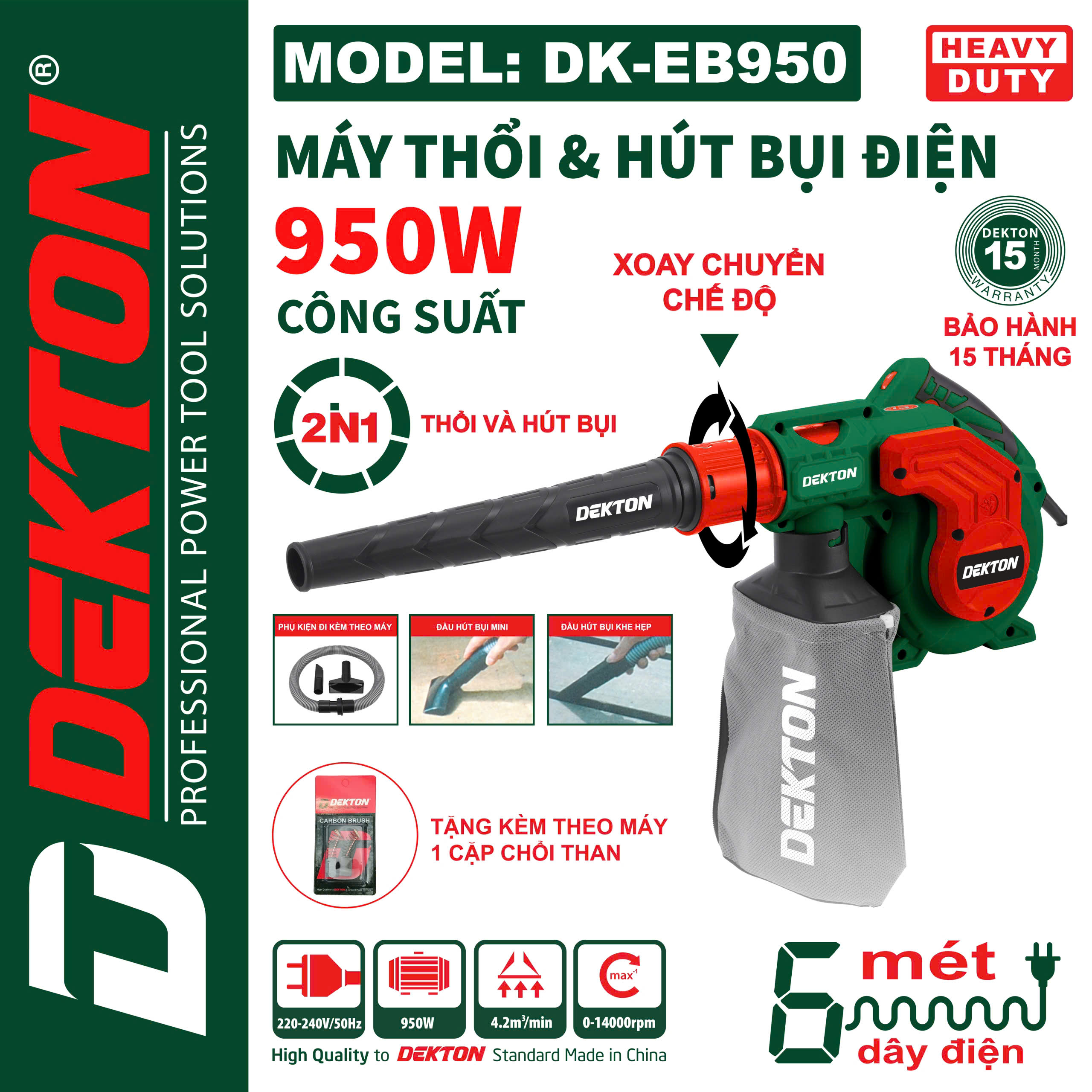 Máy Thổi Bụi 950W Dùng Điện Dekton DK-EB950