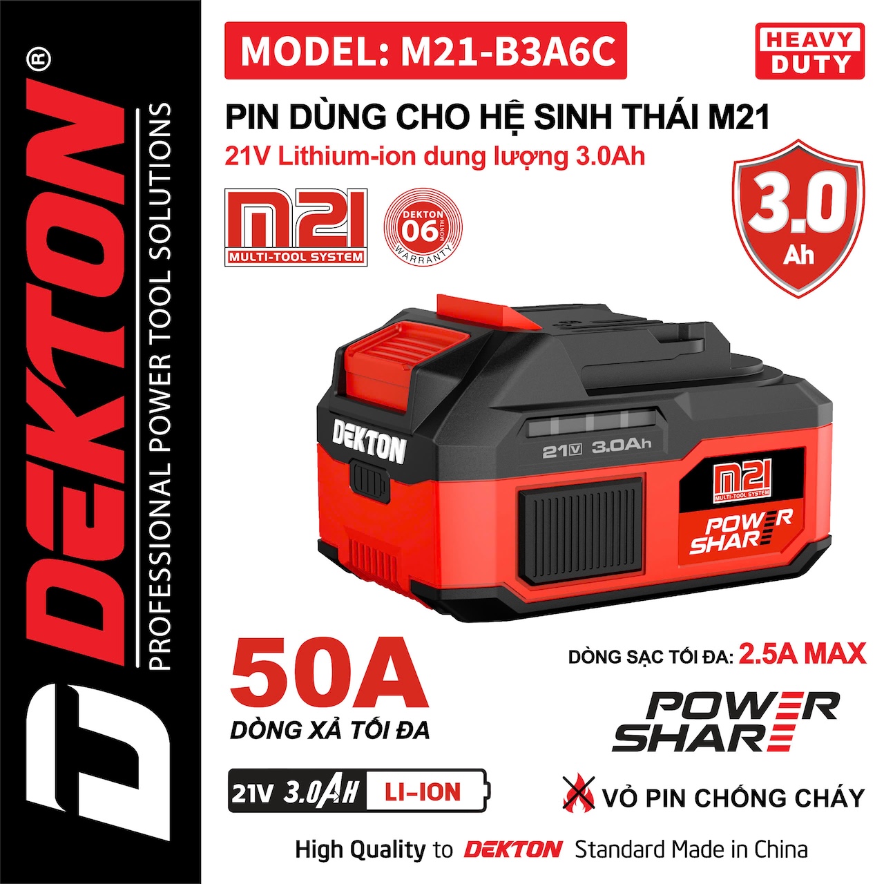 Pin Thế Hệ Mới PROMAX Chân Phổ Thông DEKTON 21V